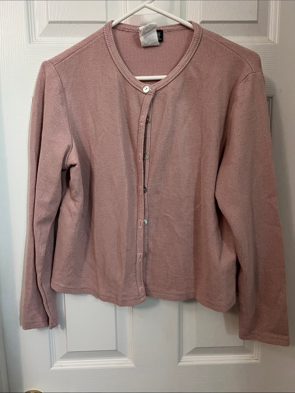 Classic Dusty Pink Crewneck Button Cardigan